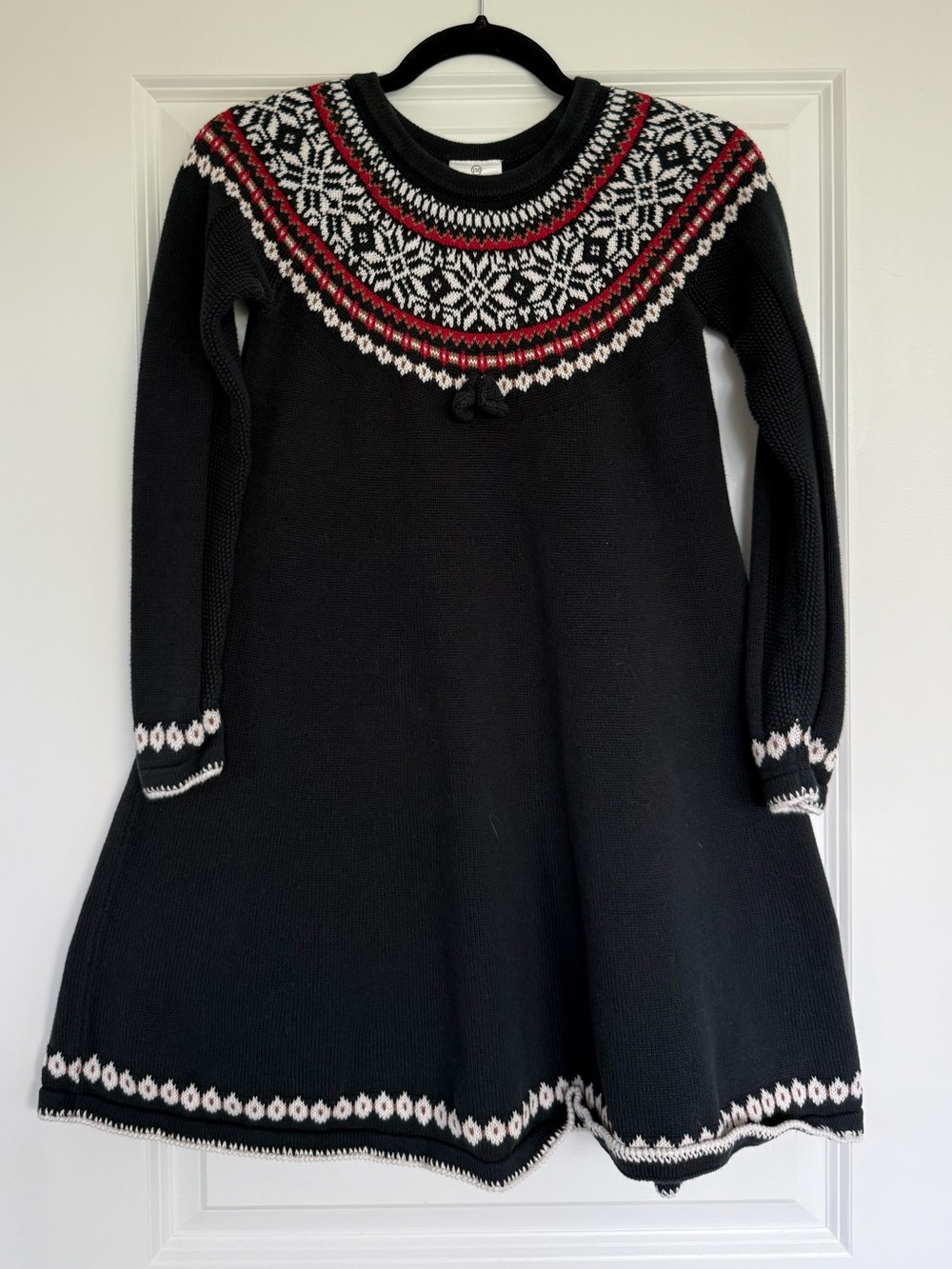 Hanna Andersson Sno Happy Sweater Dress in Black size 150 (10 to 12)